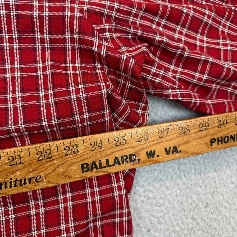L.L. Bean Shirt Mens 2XL Traditional Fit Red Plaid Button-Down Long Sleeve EUC